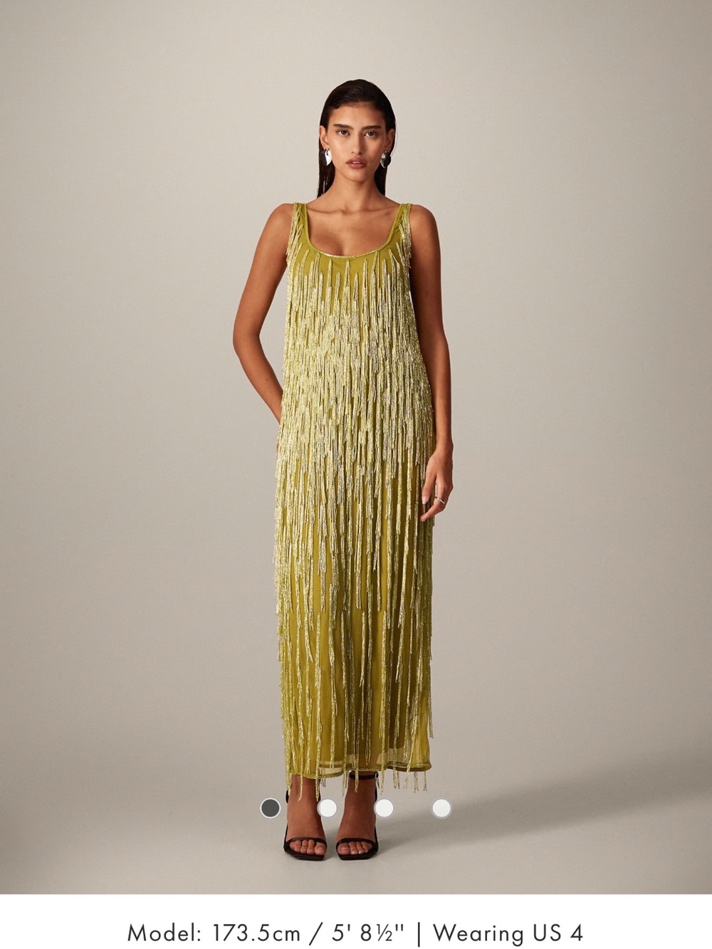 ISO ASOS Olive Beaded Fringe Maxi Dress